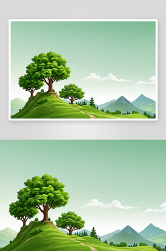 绿树青山插图快乐世界收藏图片