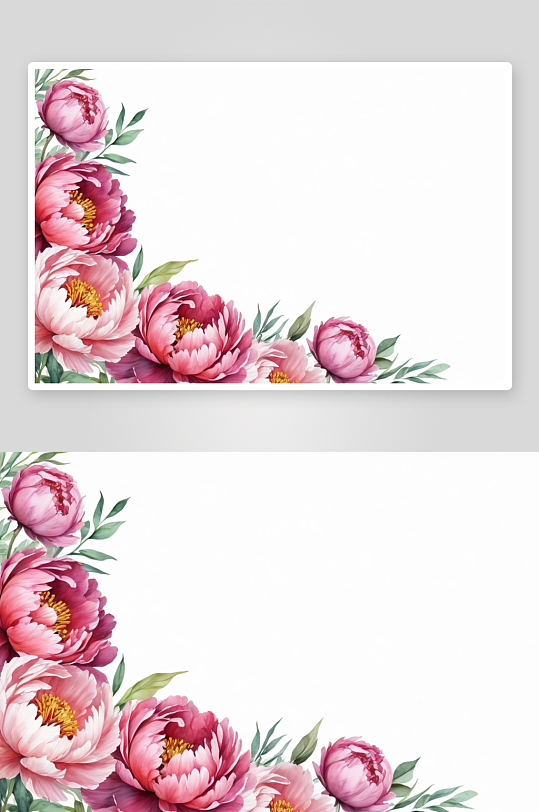 花水彩插图牡丹孤立花束角框图片