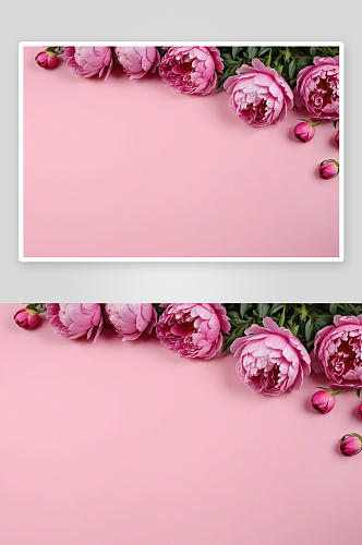 粉红色背景空间牡丹玫瑰自然花卉图片
