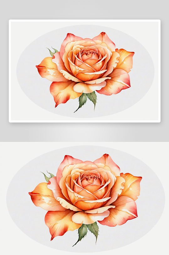 手绘水彩花卉玫瑰花素材元素插画图片