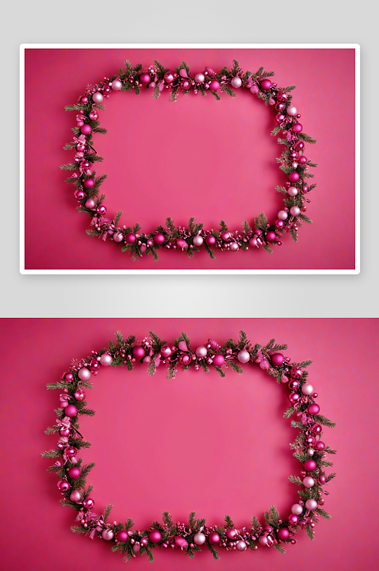圣诞花环粉红色背景抽象照片图片