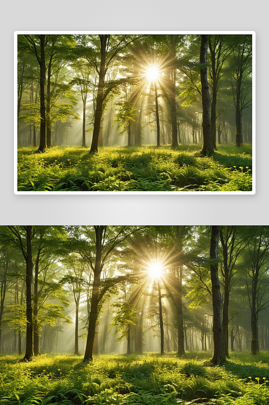 森林阳光植物元素图片