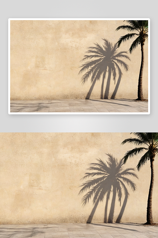 背景墙一棵棕榈树影子封面明信片渲染图片
