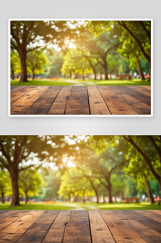木桌公园散景背景图片