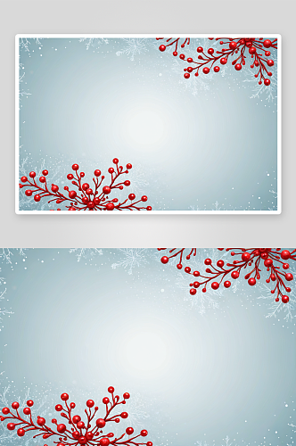 红色浆果雪花圣诞背景图片