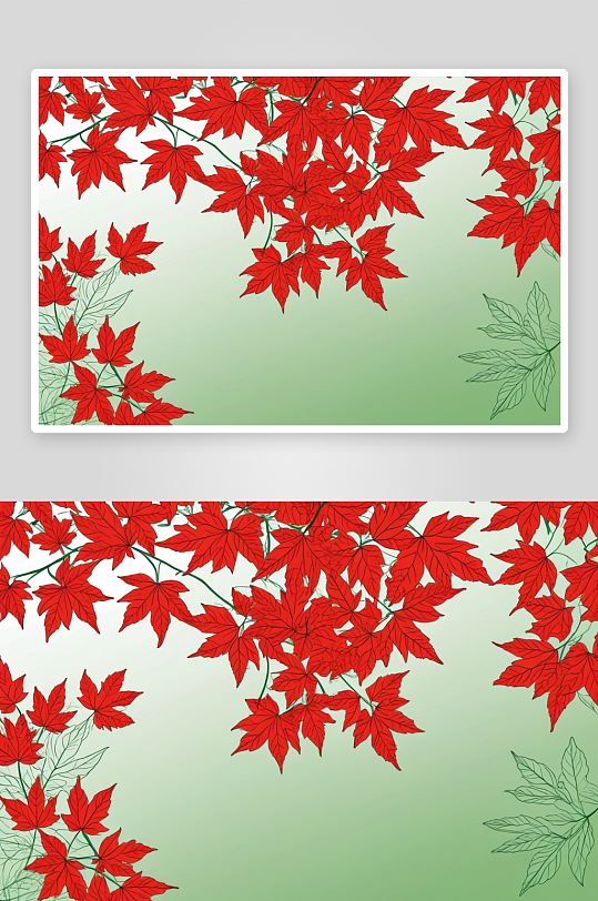 海报设计秋色红色树叶绿色树叶背景图片