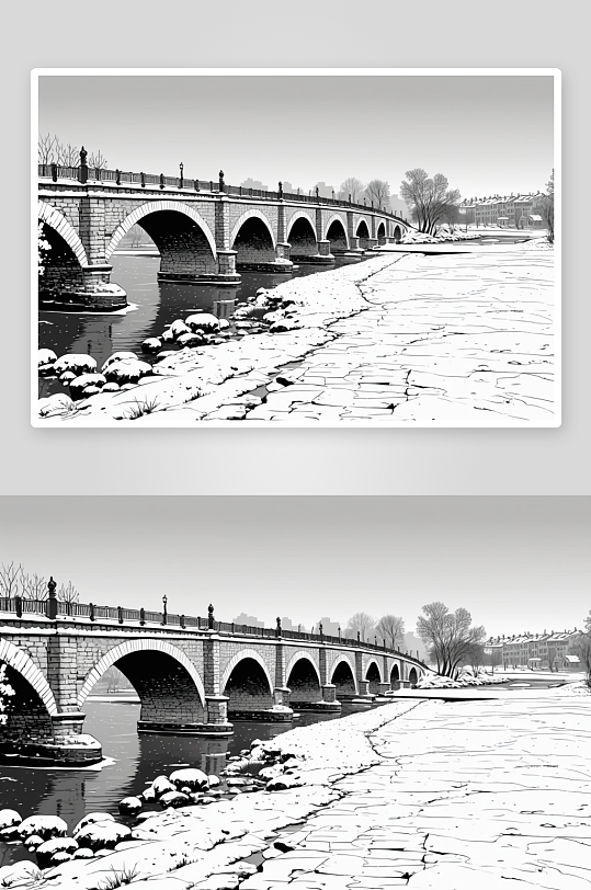 冬天雪后卢沟桥风景图片