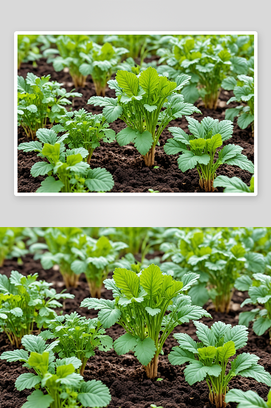 冬天菜园生长蔬菜香菜苗图片