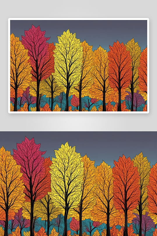 秋天树木五颜六色树叶五彩斑斓叶子图片