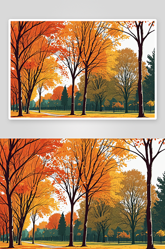 秋天公园里树木图片