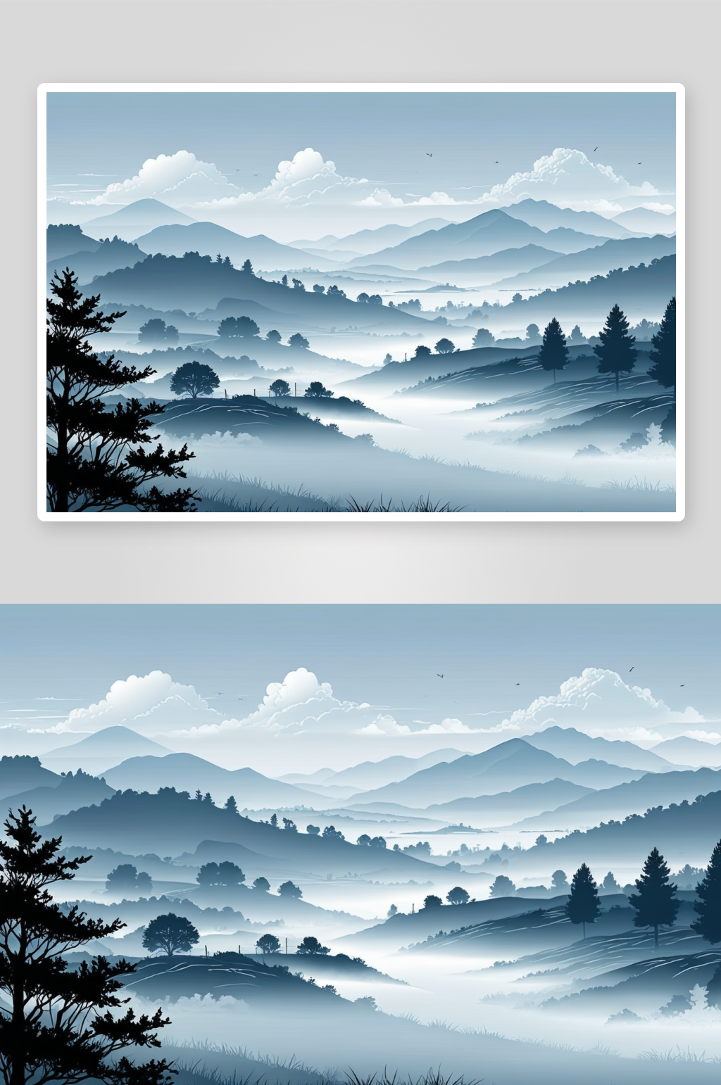 美丽乡村云雾景观壁纸风景图片素材