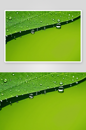 绿叶纹理水滴特写清新背景图片