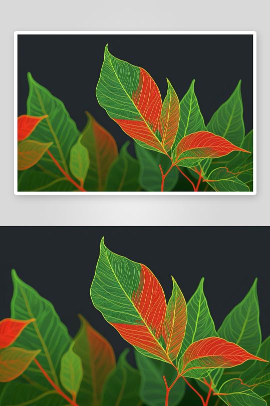 绿色红色叶子光斑图片