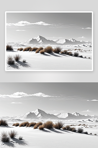 纯净沙漠下雪雪景背景图片