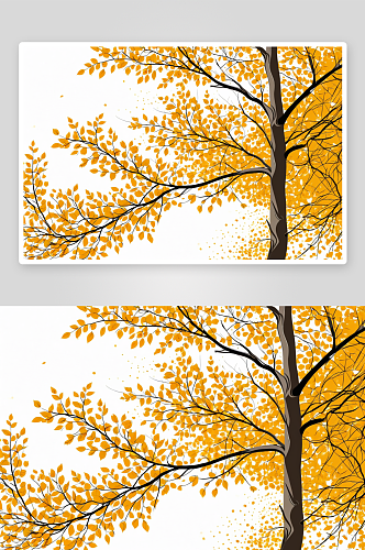 秋天树枝变黄树叶季节图片
