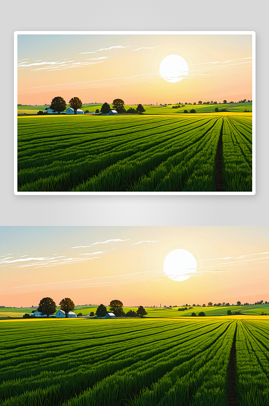 日落时分白农田景色图片