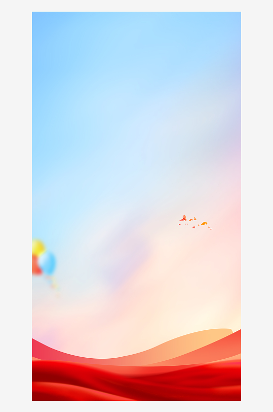 蓝色红色背景气球