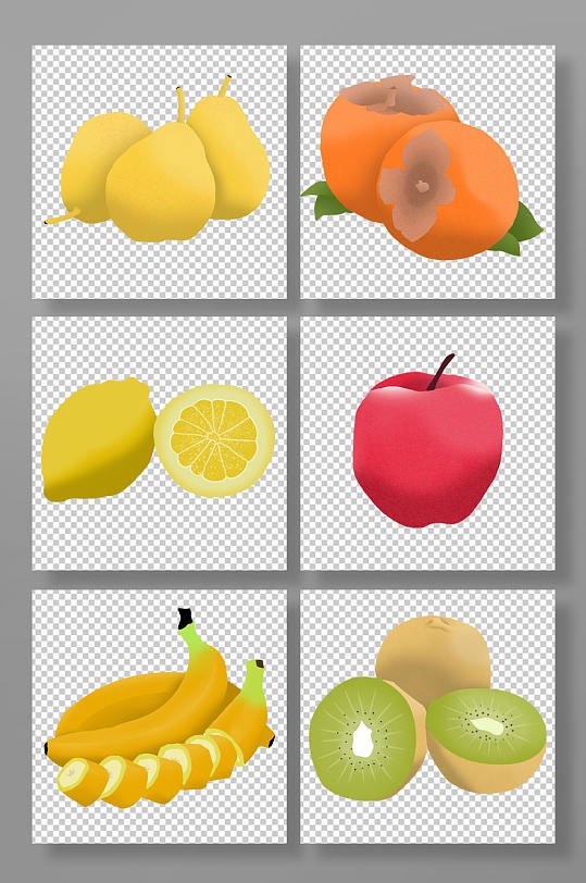 扁平化秋季水果元素插画