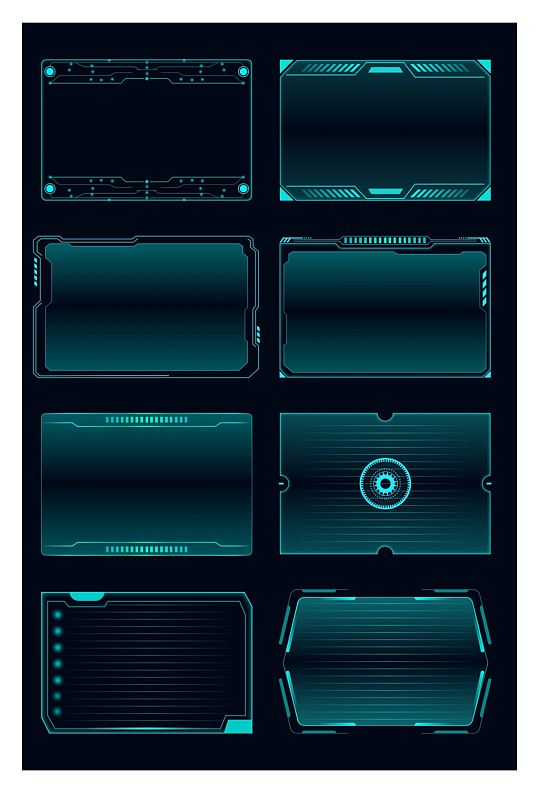 科技边框机械几何图案UI元素模块控件素材