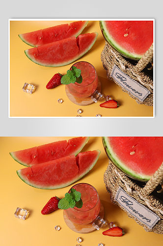 创意水果饮料果茶小清新插图夏季摄影照片