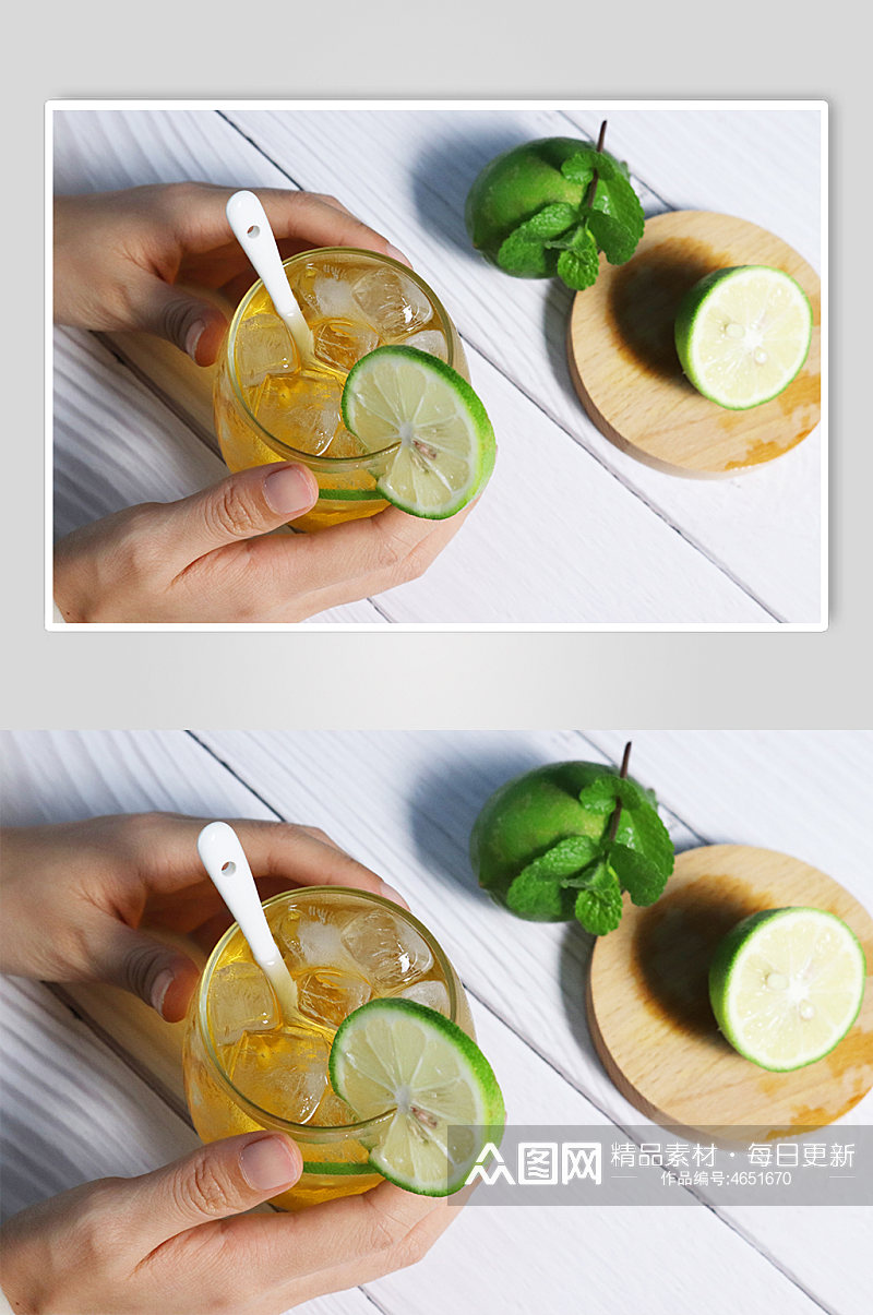 青柠冷饮水果饮料青柠果茶插图夏季摄影照片素材