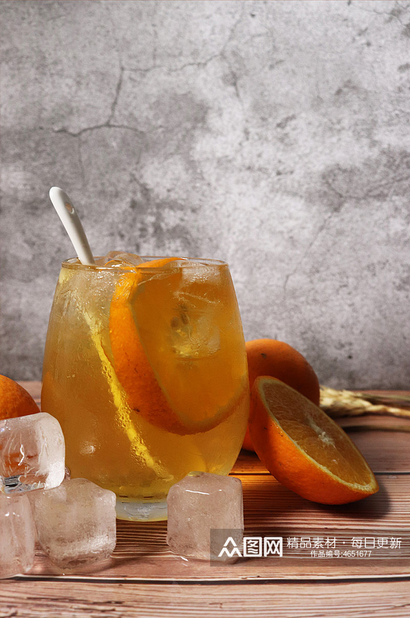 冰镇橙汁饮料果茶插图夏季摄影照片素材