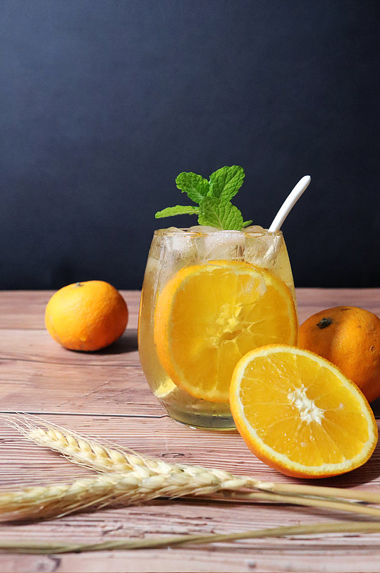 新鲜橙汁饮料果茶插图夏季摄影照片