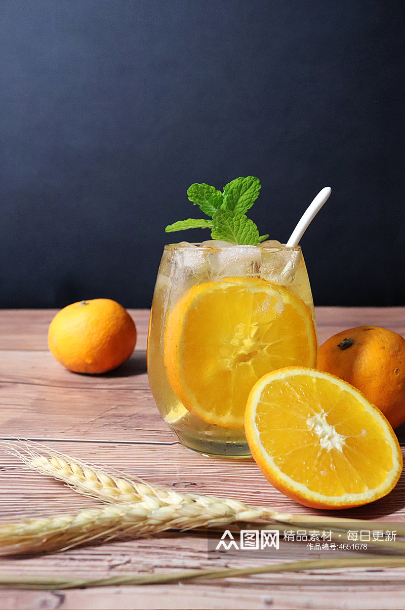 新鲜橙汁饮料果茶插图夏季摄影照片素材