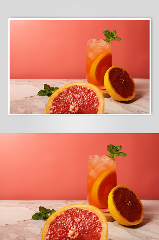 西柚鲜橙饮料果茶插图夏季摄影照片