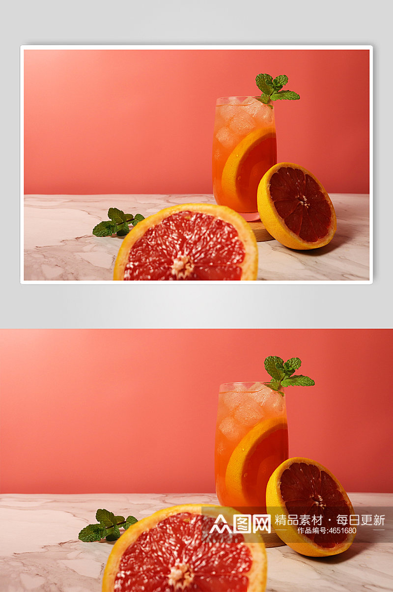 西柚鲜橙饮料果茶插图夏季摄影照片素材