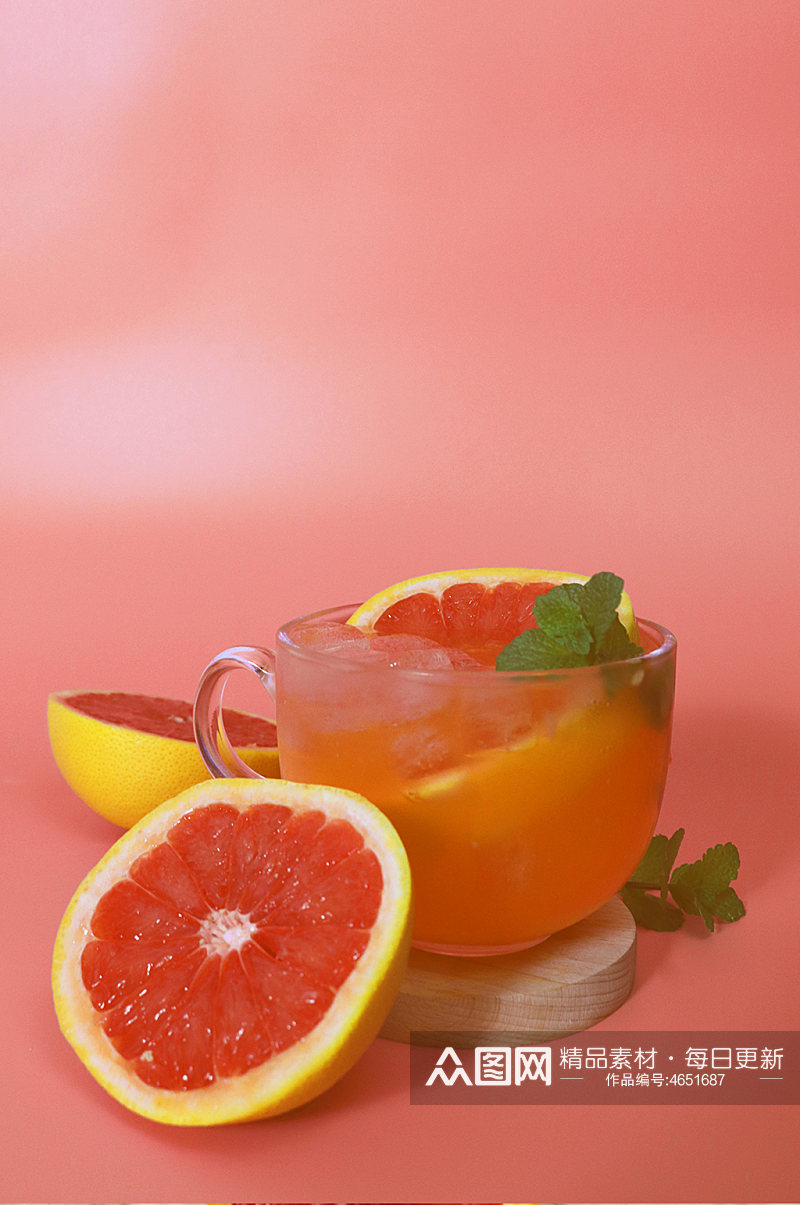 浓郁香甜西柚饮料果茶插图夏季摄影照片素材