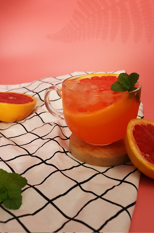 美味西柚饮料果茶插图夏季摄影照片