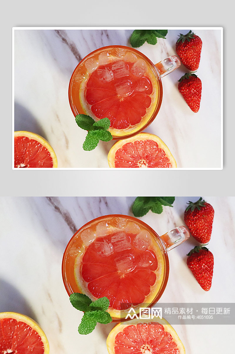 西柚草莓饮料果茶插图夏季摄影照片素材