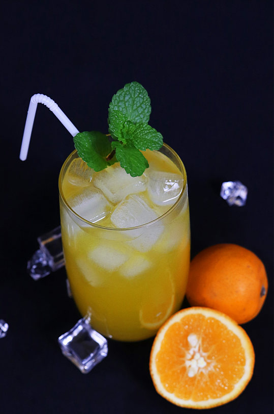 冰镇橙汁饮料果茶插图夏季摄影照片
