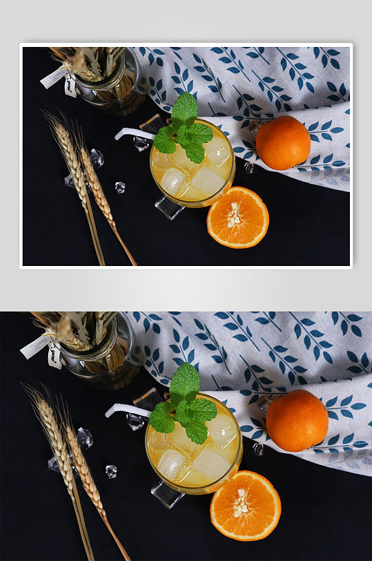 橙汁果茶饮料果茶插图夏季摄影照片