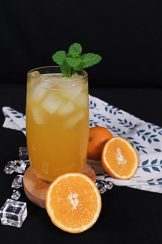橙子饮料水果茶插图夏季摄影照片