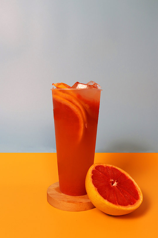 西柚果汁饮料果茶插图夏季摄影照片