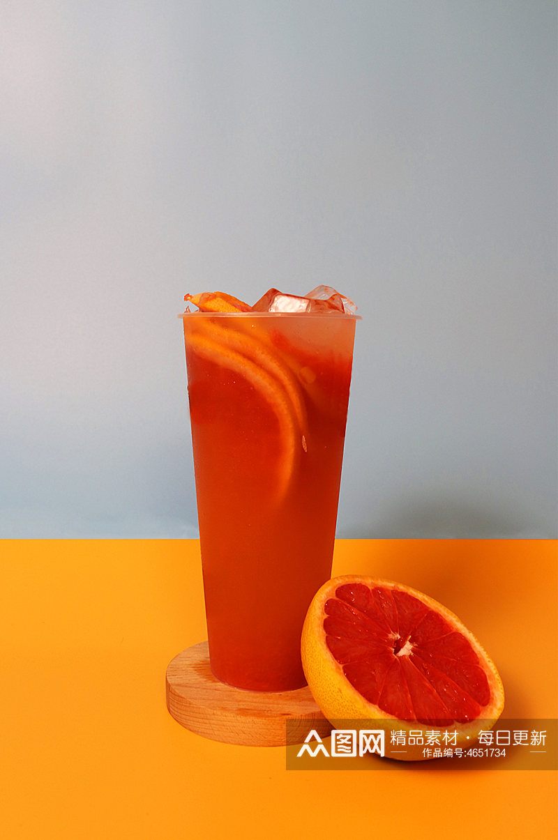西柚果汁饮料果茶插图夏季摄影照片素材