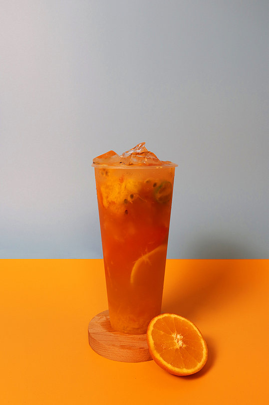 橙汁奶茶饮料果茶插图夏季摄影照片