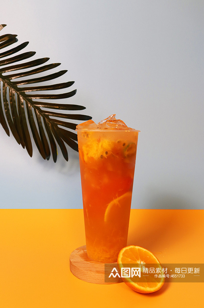 橙汁大杯果汁饮料果茶插图夏季摄影照片素材