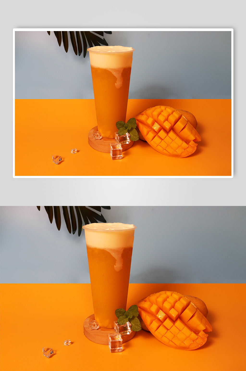 芒果果肉奶茶飲料果茶插圖夏季攝影照片素材