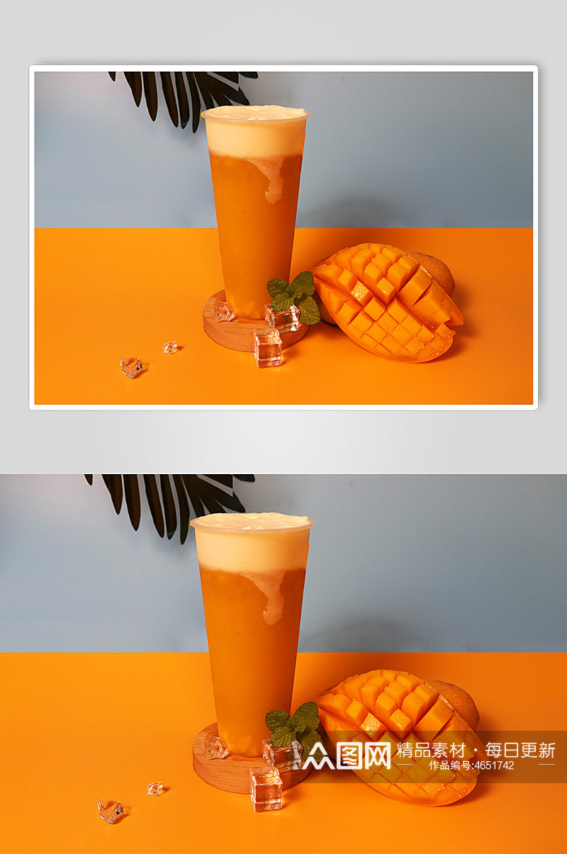 芒果果肉奶茶饮料果茶插图夏季摄影照片素材