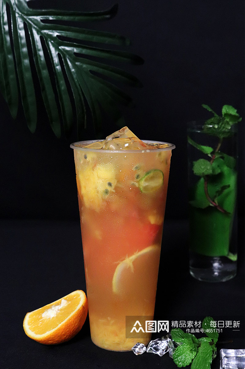 大杯橙汁饮料果茶插图夏季摄影照片素材