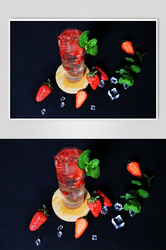 草莓汽水饮料果茶插图夏季摄影照片