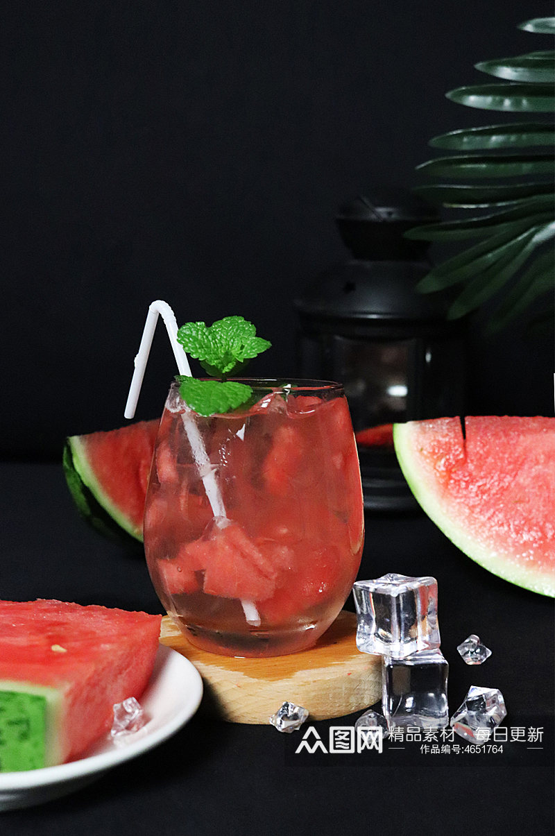 果肉西瓜汁饮料果茶插图夏季摄影照片素材