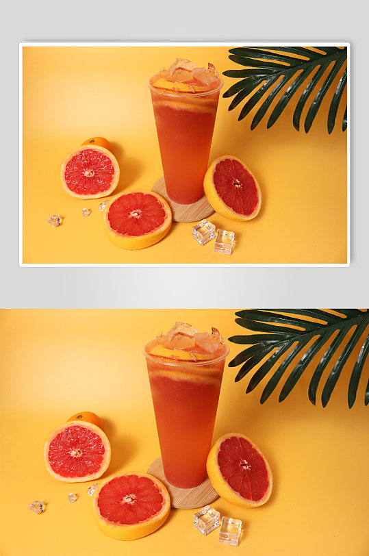 西柚果汁饮料果茶小清新插图夏季摄影照片