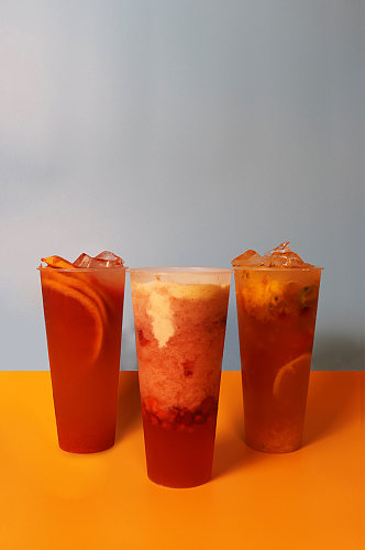 西柚草莓橙汁饮料果茶插图夏季摄影照片
