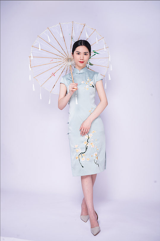 民国知识旗袍女青年油纸伞商业摄影图片照片-众图网