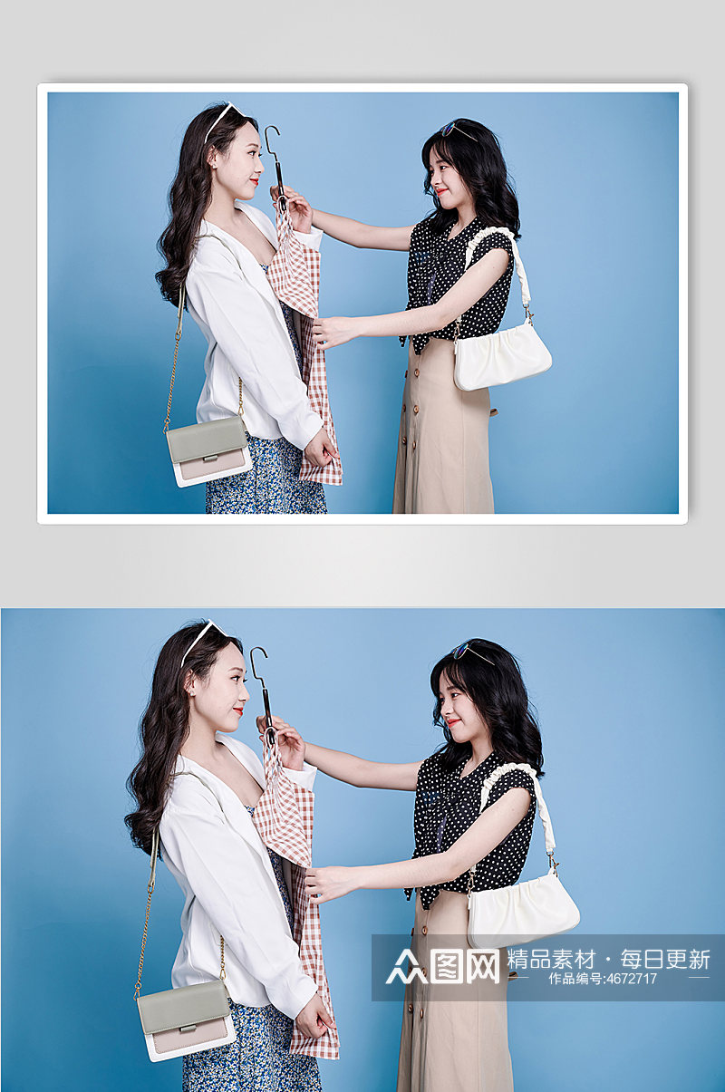 职业女性双人礼服装电商活动购物人物摄影图素材