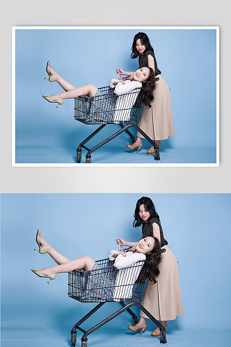 女生节职业逛街商场宣传购物人物摄影图